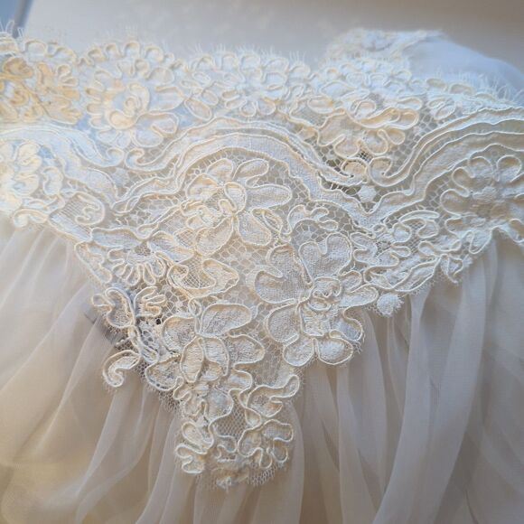 Vintage VAL MODE LINGERIE Nightgown Open Robe Small White Sheer Lace Wedding - Picture 8 of 8